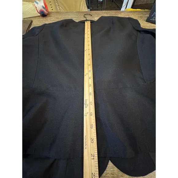 Talbots Black Silk Cotton 3/4 Sleeve Blazer Size 14 Petite Cropped Career - Picture 10 of 12